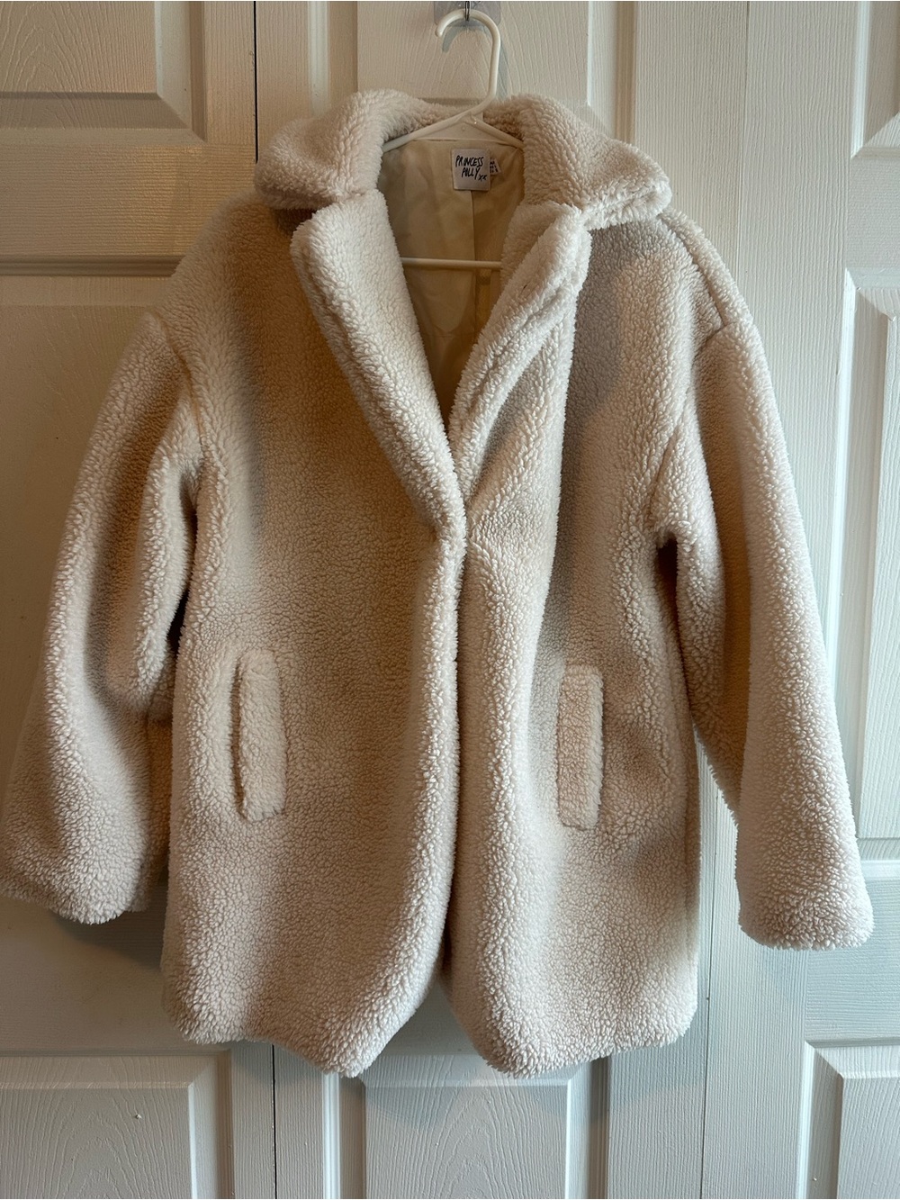 Princess Polly Cozy Cream Oversized Teddy Plush Coat Sz 4